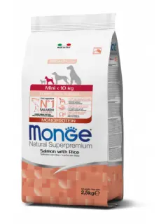 Natural Superpremium Monoprotein Mini Puppy et Junior au saumon et riz 2.5 kg