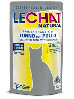 LeChat Natural Adult Cat Yellowfin Tuna Flakes with Chicken 80 g