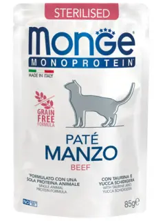Monoprotein Sterilised Cat Paté Beef 85 g