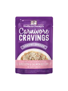 Carnivore Cravings Shreds Chicken & Salmon Pouches 79 g (Pack de 12)