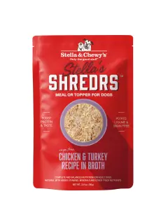 Stella's Shredrs Chicken & Turkey Recipe in Broth Pouches 79 g (Pack of 12)