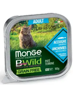 BWild Grain Free Adult Cat Paté Terrine Anchovies with Vegetables 100 g