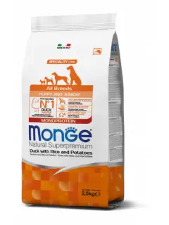 Natural Superpremium Monoprotein Toutes Races Puppy et Junior au canard, riz et pommes de terre 2.5 kg