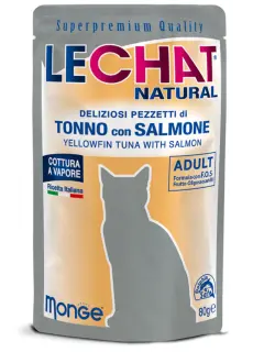LeChat Natural Adult Cat Yellowfin Tuna Flakes with Salmon 80 g