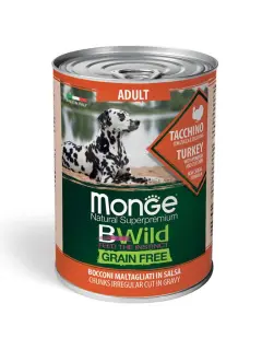 BWild Grain Free 全犬種 成犬用 グレービー仕立て ターキー カボチャ＆ズッキーニ 400 g