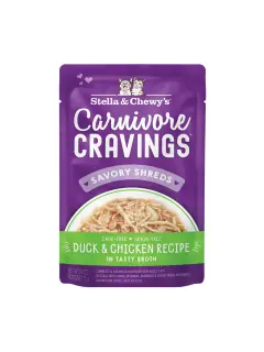 Carnivore Cravings Shreds Duck & Chicken Pouches 79 g (Pack of 12)