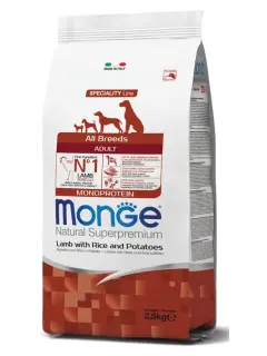 Natural All Breeds Adult Monoprotein Lamb with Rice and Potatoes 2.5 kg