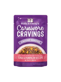 Carnivore Cravings Shreds Tuna & Pumpkin Pouches 79 g (Pack of 12)
