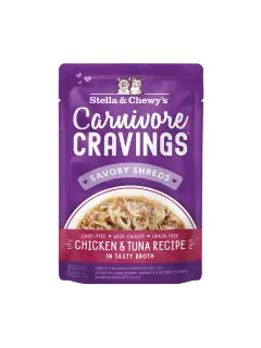 Carnivore Cravings Shreds Chicken & Tuna Pouches 79 g (Pack of 12)