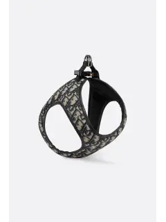Pet Harness in Beige and Black Dior Oblique Jacquard